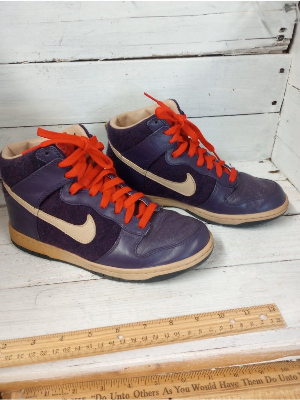 Nike Dunk High Premium Size Women's 7 Purple With Red Laces *